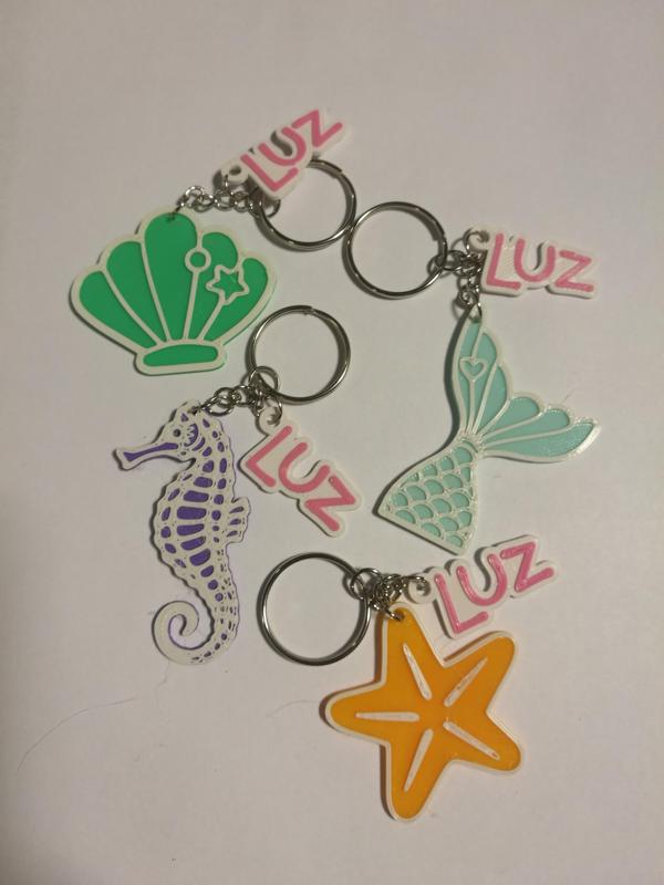Keychain Keychain - Sea Stuff: Mermaid, Little Horse, Snail and Star