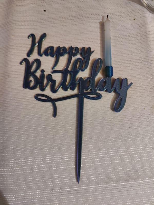 Happy birthday cake topper with candle