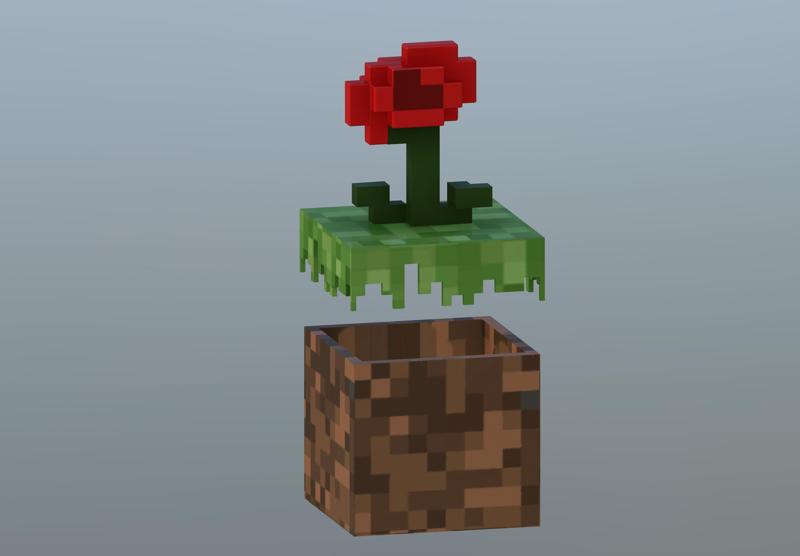 Candy jar, minecraft cube with flower