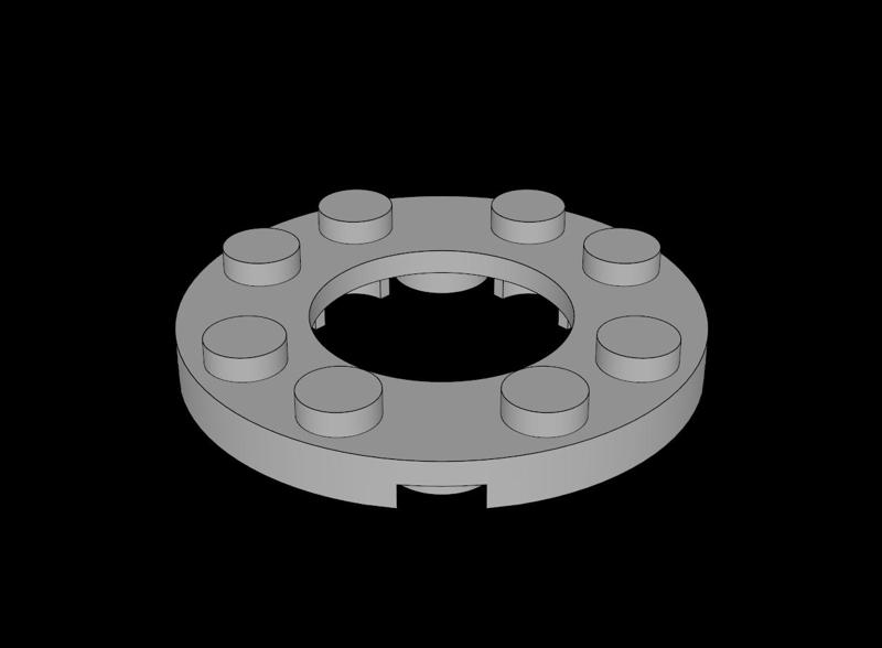 Lego Compatible (11833.dat) Plate  4 x  4 Round with  2 x  2 Round Hole