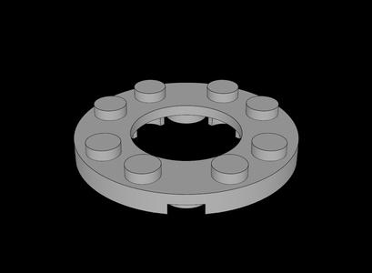 Lego Compatible (11833.dat) Plate  4 x  4 Round with  2 x  2 Round Hole