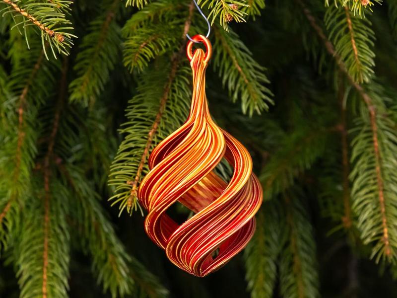 Spiral Ribbon Christmas Bulb 2024