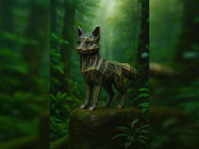 Low Poly Fox Gold Deco