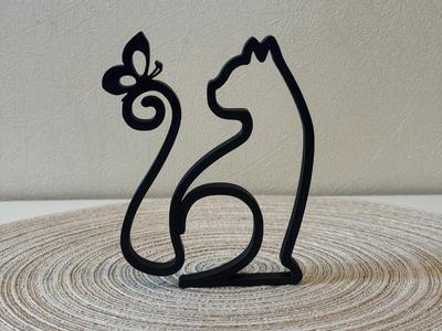 Minimalist cat and butterfly