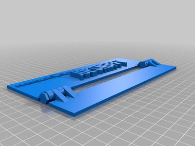 Name plate with print in place hinged stand