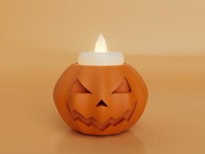 Halloween pumpkin candle holder