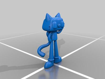 Cartoon cat with heart shaped backpack