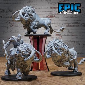 Devilhorn Bull Set / Arctic Beast / Horned Snow Creature / Frozen Wild Animal /  Ice Age Encounter