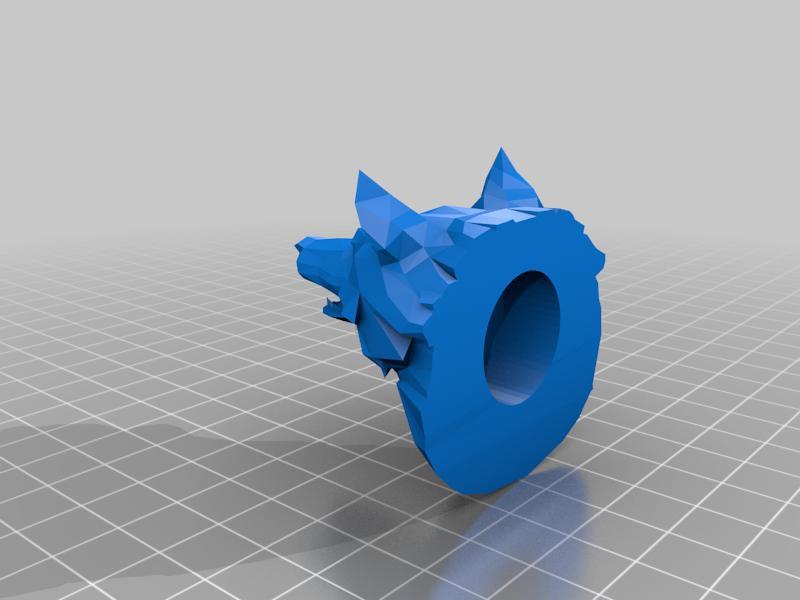 Curtain rod end wolfhead