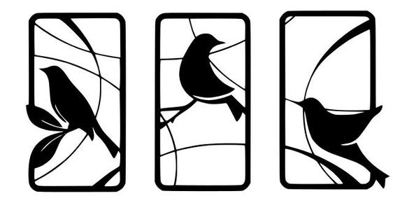 set Bird Silhouette Wall Art