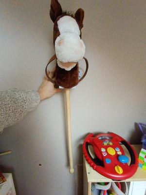 Horse stick support horse shoe