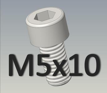 Screw M5x10 DIN 912 with a cylindrical head and an internal hexagon