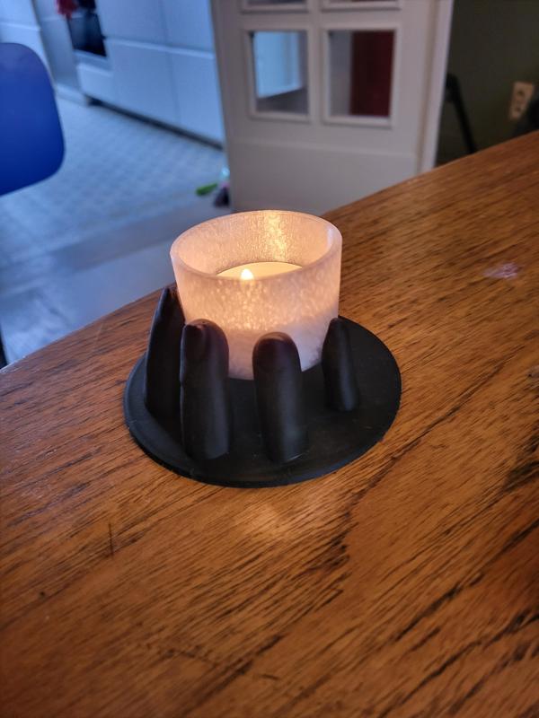 Holding a tealight