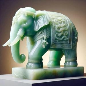 Ornate Jade Elephant Statue