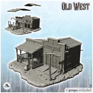 Wagon repair workshop with garage door and bench awning (+ props) (28) - Cowboy USA America ACW American Civil War History Historical