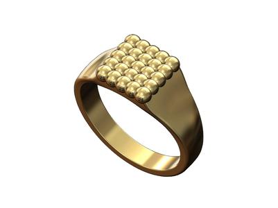 Beaded square signet ring US size 6to10 3D print model