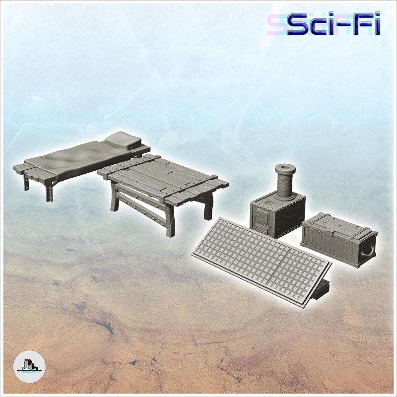 Set of post-apocalyptic metal furnitures (2) - Future Sci-Fi SF Post apocalyptic  Tabletop Scifi