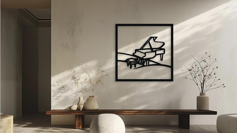 Piano Melody Abstract Line Art Wall Decor