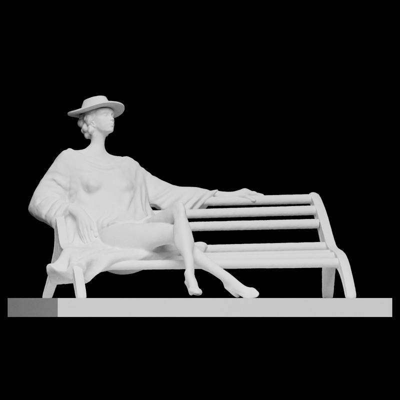 Sculpture of a Lady on a Bench