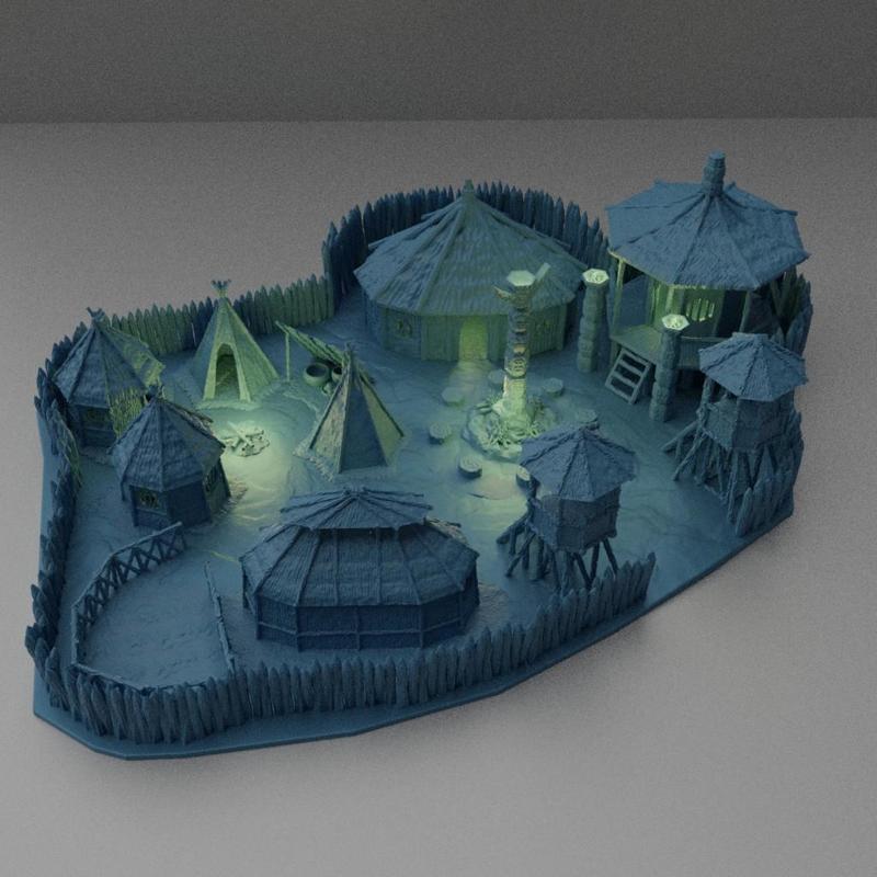 Small Jungle Village - Tabletop Terrain - 28 MM