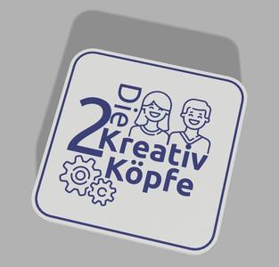 4 Untersetzer mit dem 2 Kreatif Köpfe Logo