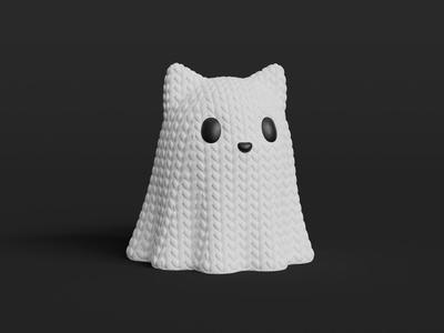 Knitted Halloween Cat Ghost