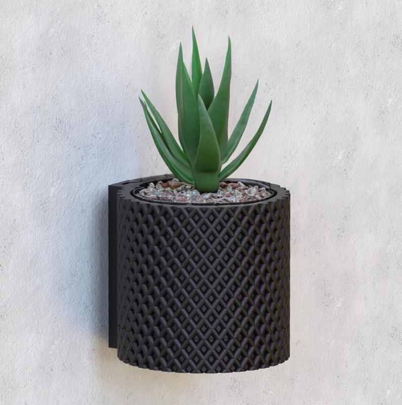 WALL MOUNTED PLANTER POT WITH DRIP TRAY - INTERSECTION  DESIGN