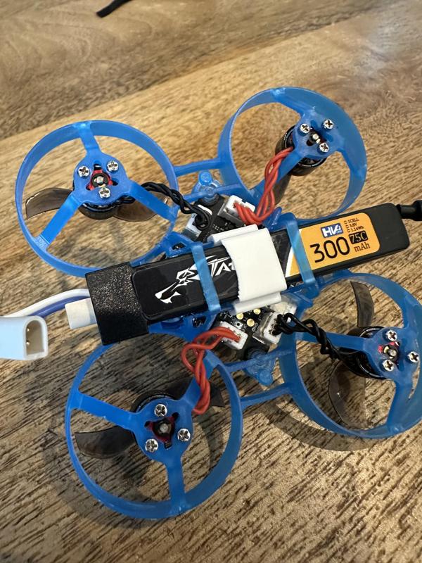 HappyModel Mobula6 Tiny Whoop 1s Battery clip for folded LiPo like Tattu & Nitro Nectar HV batteries. Ultra Light and regular versions.