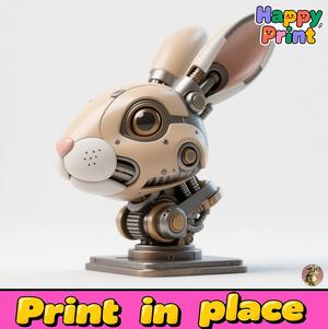 Mechanical rabbit head sculpture