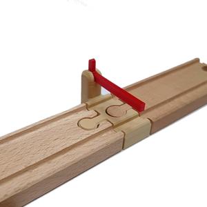 Universal railway barrier track for wooden train