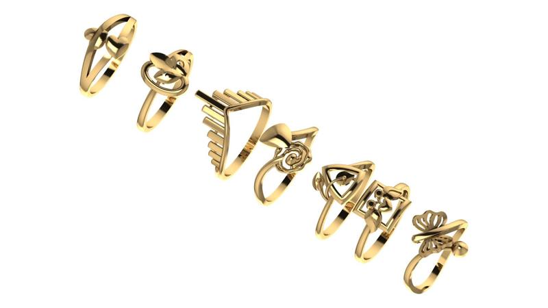 Pack of 7 rings batch STL Printable Model 3D print model