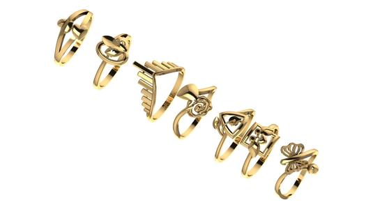 Pack of 7 rings batch STL Printable Model 3D print model