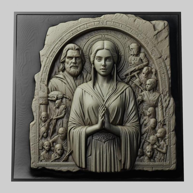 Star Wars Leia Organa 3d printer relief medallion stone tablet obj stl