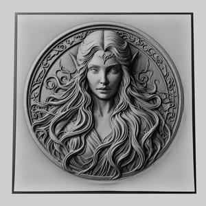 Lord of Rings Galadriel 3d printer relief medallion stone tablet obj stl
