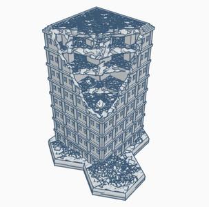 Modern Ruined Building 3 with Hex Base MRHB003