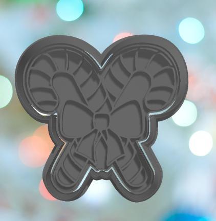 Christmas Double Candy Cane With Bow Cookie Cutter