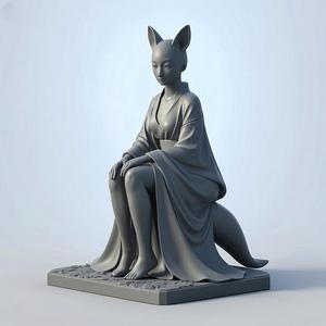 1290 Fox Spirit Woman in Pu Song Ling Style, beast, magic, creature, fantasy, wood, base, sword, warrior, wild, cat, monster, fox, godzilla, fair, witch, werewolf, horror, beast, gothic, troll