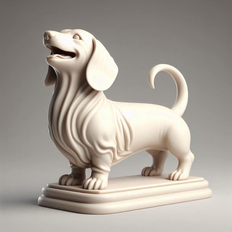 535 Laughing Dachshund - 3D-Printed Ivory-Style Statue, sculpture, monkey, witch, fairy, knight, fantasy, art, viking, dragon, dnd, cat, monster hunter, dog, totem, totemic