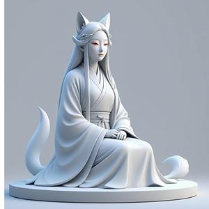 1712 COLORFUL Fox Spirit Woman in Pu Song Ling Style, magic, dragon, fantasy, wood, gnome, gorgon, warrior, wild, fox, monster, cat, dog, fair, witch, werewolf, horror, beast, gothic, troll
