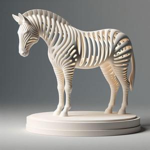 511 Hollow Zebra with Cutout Stripes - Full-Body 3D Model, creature, dinosaur, sculpture, troll, monkey, witch, werewolf, pug, serpent, dragon, dnd, cat, monster hunter, dog, totem, totemic