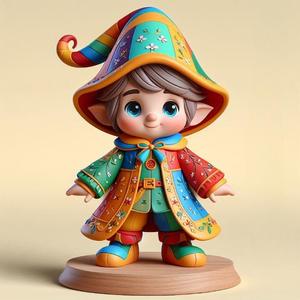1043 Fairy Tale Gnome - Color Full-Body Figurine on Base, magic, creature, fantasy, wood, faun, gorgon, warrior, wild, fox, monster, cat, dog, fair, witch, werewolf, horror, beast, gothic, troll