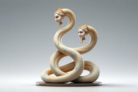 1568 Color 3D Model of a Dancing Two-Headed Snake Woman in Indian Style, magic, dragon, serpent, wood, gnome, gorgon, warrior, wild, fox, monster, cat, fair, witch, werewolf, horror, beast, snake, troll, skeleton dance