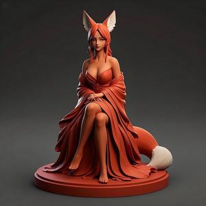 1248 COLORFUL Fox Spirit Woman in Pu Song Ling Style, beast, magic, creature, fantasy, wood, base, sword, warrior, wild, cat, monster, fox, godzilla, fair, witch, werewolf, horror, beast, gothic, troll