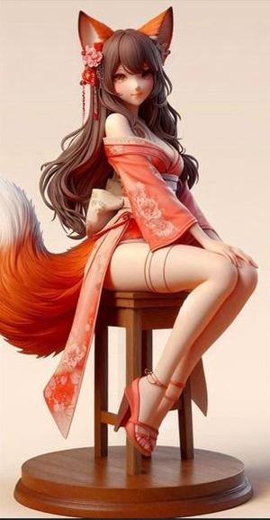 903 Fox Spirit Woman in Pu Song Ling Style, beast, magic, creature, fantasy, wood, base, sword, warrior, wild, cat, monster, fox, godzilla, fair, witch, werewolf, horror, beast, gothic, troll