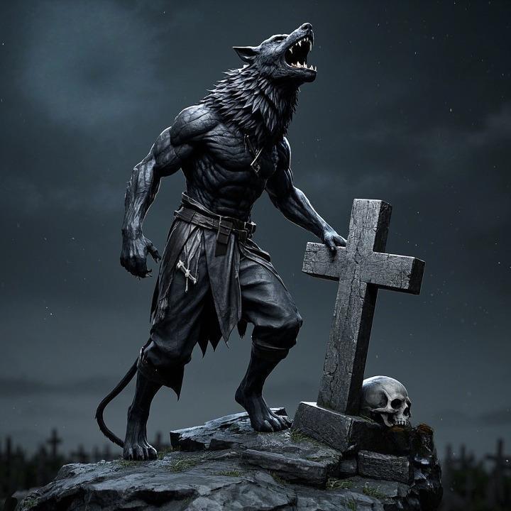 1827 Werewolf Howling - 3D Model, beast, magic, creature, fantasy, wood, base, sword, warrior, wild, cat, monster, dog, godzilla, fair, witch, werewolf, horror, beast, gothic, troll