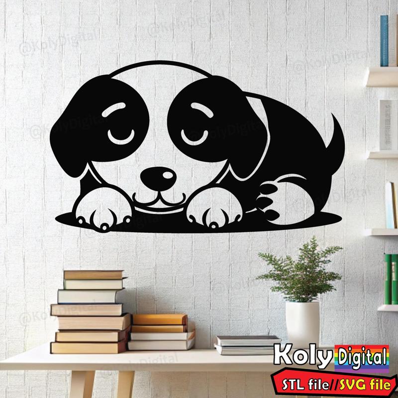 cute dog sleeping wall art