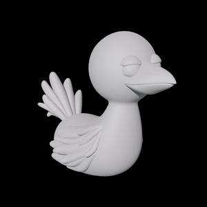 3D Decorative Figure of Stylized Cartoon-type Bird Without Legs