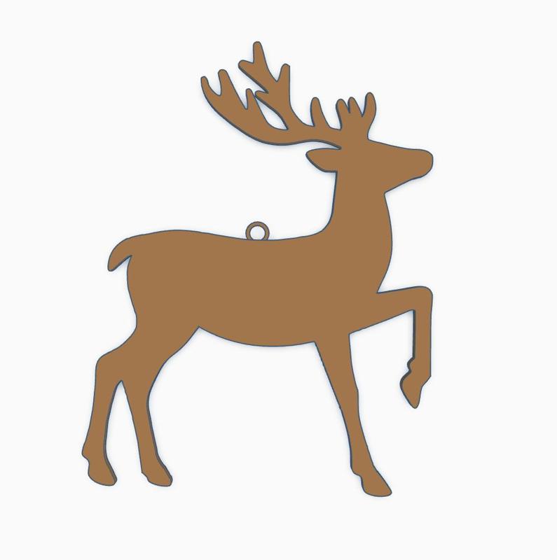 Male Deer Buck Christmas Holiday Decoration Ornament - 2-Piece 3D File
