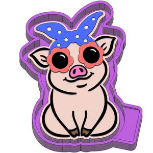 Summer Pig with Sunflower Sunglasses Freshie STL Mold Housing