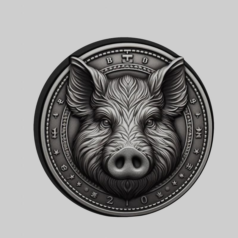 Pig Animal Head Pig Animal Medallion for CNC Router Laser & 3D Printer